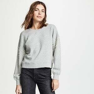 Joie Sanceska Pearly-Stud Cotton Sweatshirt In Heather Grey sz XS